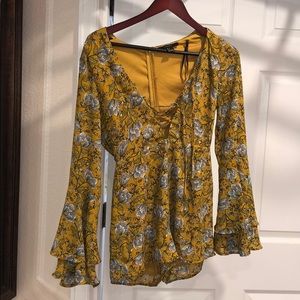 BOHO floral flare sleeve romper